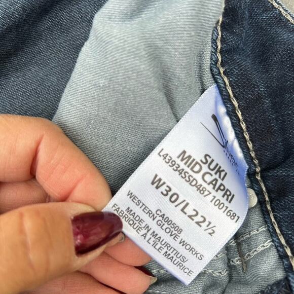 SILVER SUKI SUPER STRETCH, women's 30 x 22 1/2 capri jeans - Picture 6 of 7